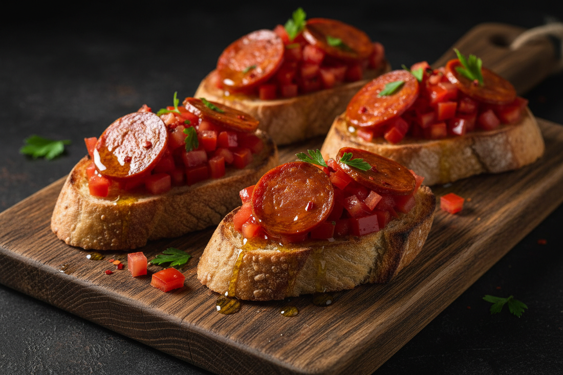 Bruschetta au Chorizo Fort LAKOUM - Apéritif Express 10 min