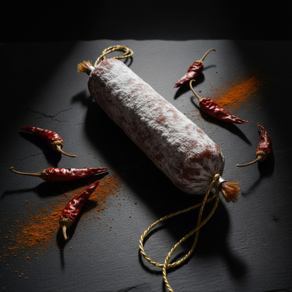Chorizo Fort — contre-plongée clair-obscur chaud