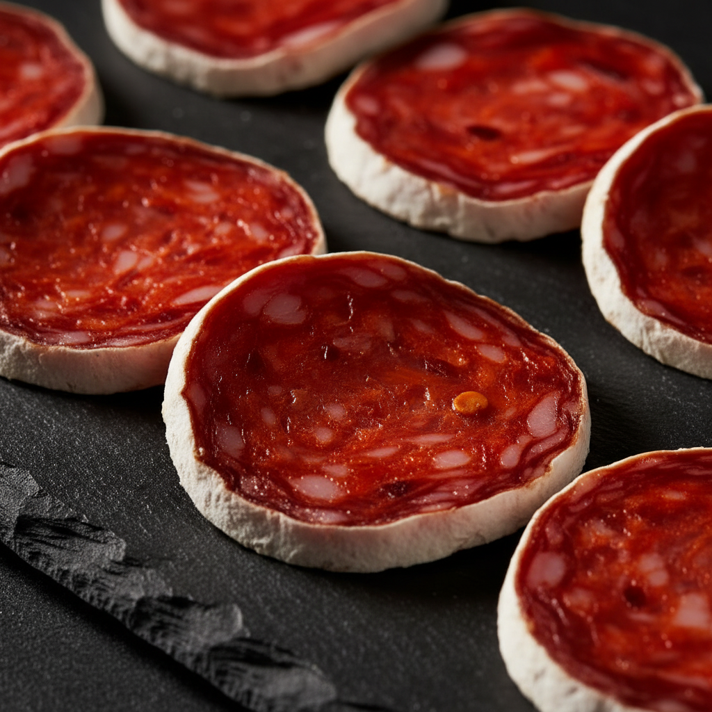 Chorizo Fort — tranches gros plan